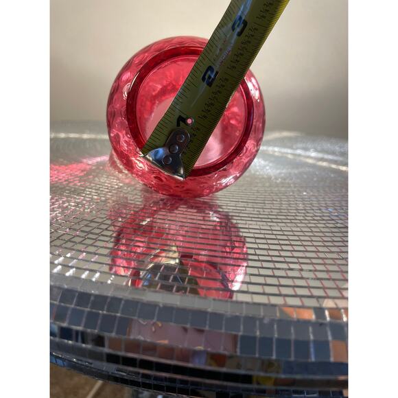 Vintage Cranberry Glass Coin Dot Thumbprint Pitcher W/ Clear Ribbed Bud Vase - Picture 3 of 13